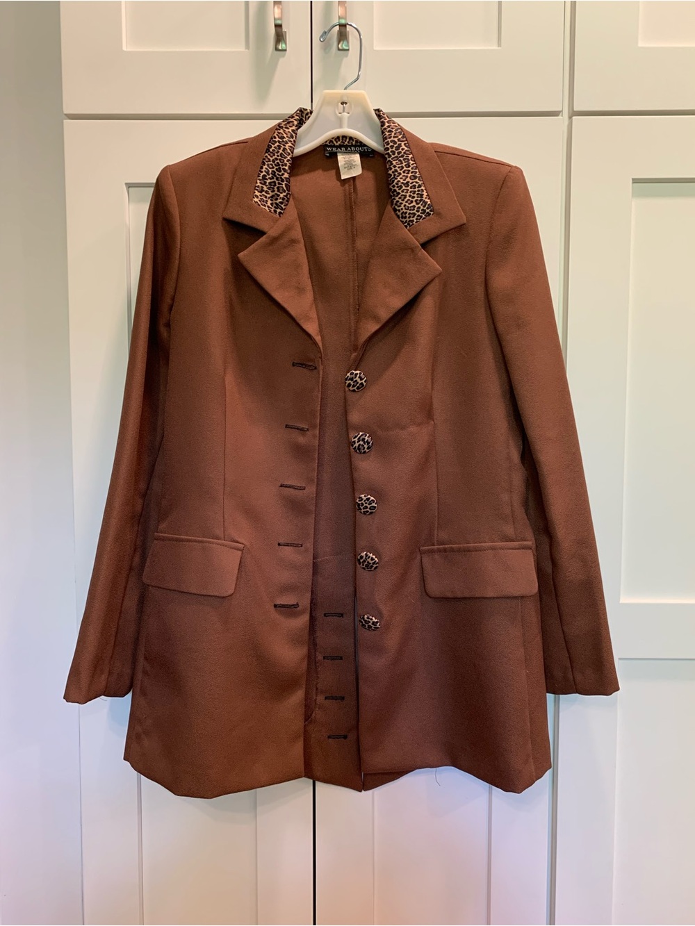 VTG Wear Abouts Brown Leopard Print Blazer Women's 8 Retro 1990s Office Academia - Picture 7 of 13